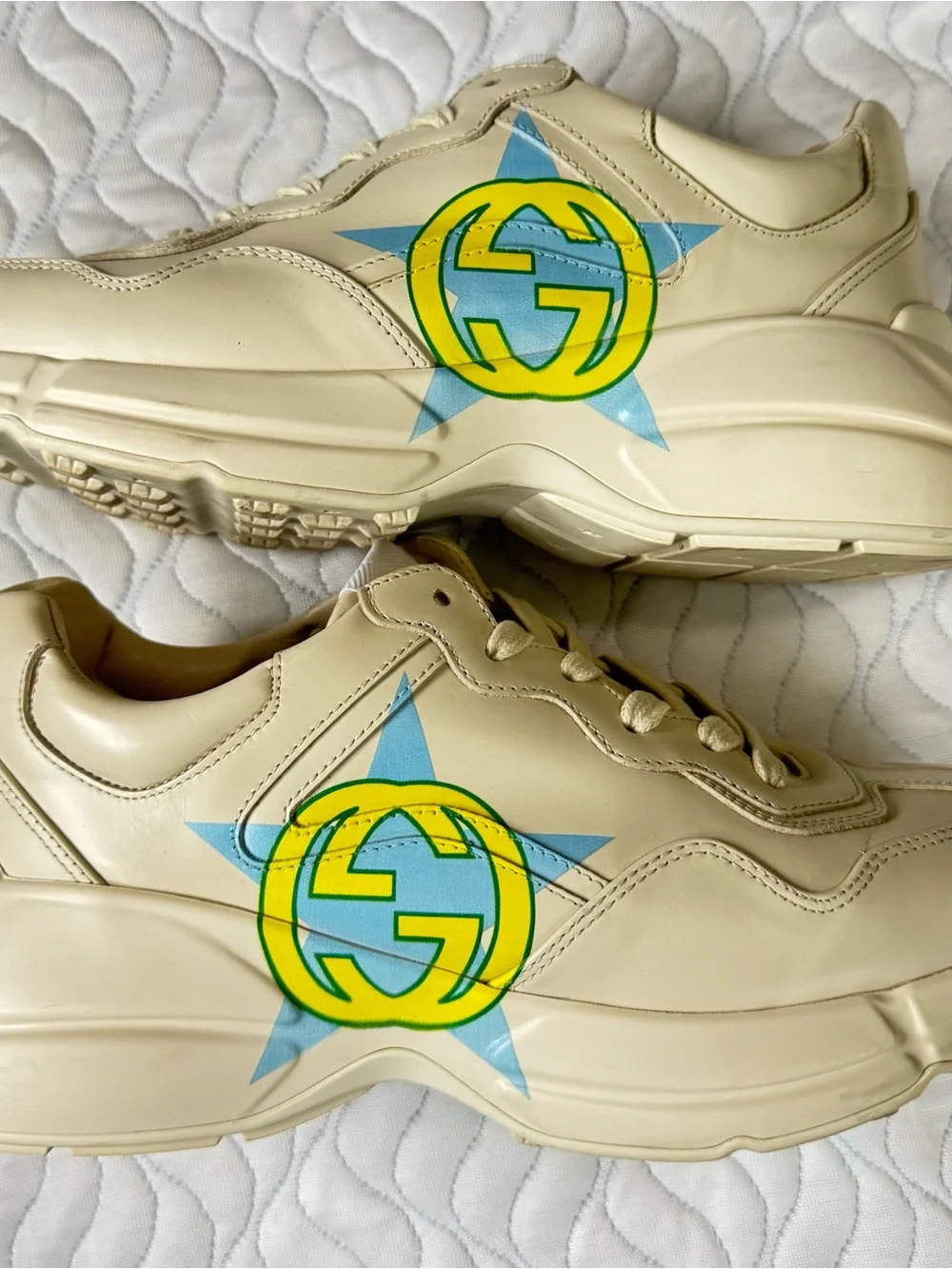 Gucci Rhyton Interlocking G Star Ivory Sneakers US 7 EU 40.5